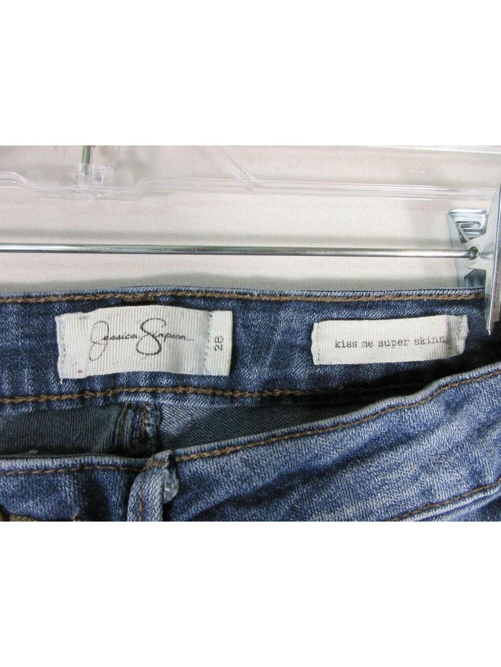 Jessica Simpson Womens Kiss Me Super Skinny High Waist Pockets Size 28 Blue - Picture 4 of 6